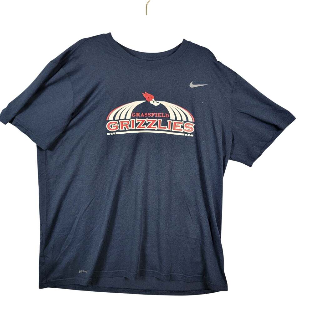 Nike Dri-Fit Grassfield Grizzlies Track Team Tee Mens 2XL Navy Short Sleeve